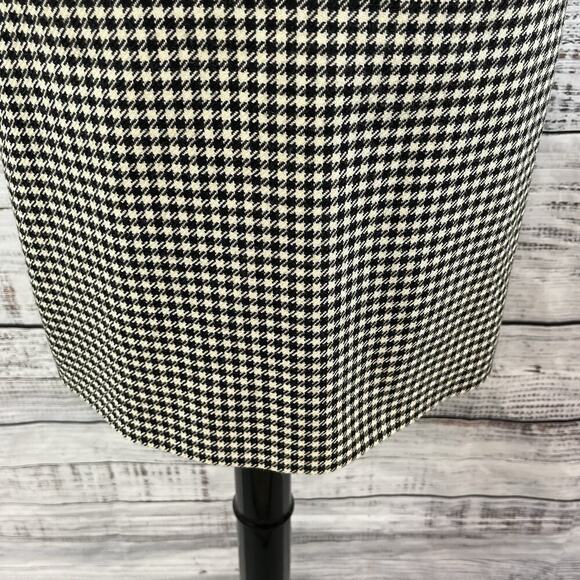 Vintage Ralph Lauren Skirt sz 6 Pet Black Ivory Hounds Tooth Wool Straight Knee - Picture 5 of 8